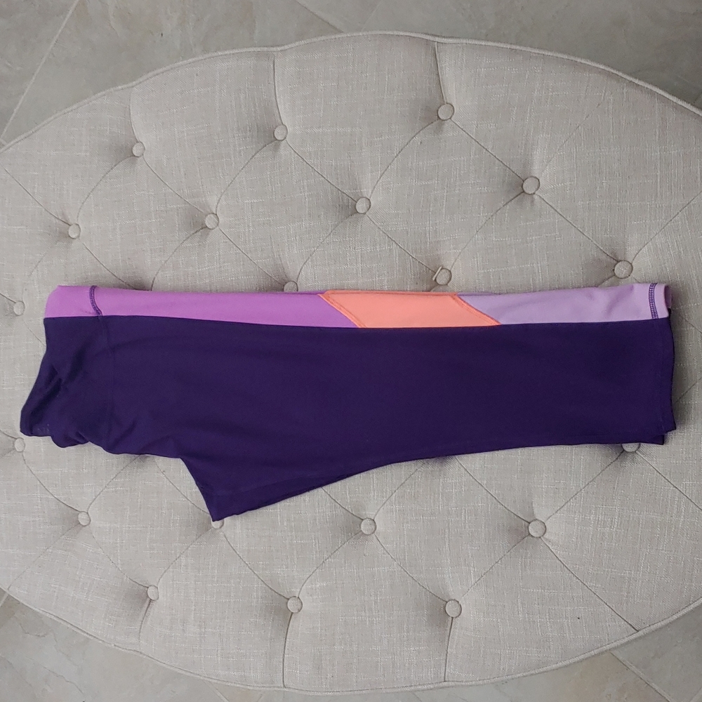 Champion Duo Dry Womens Capri Leggings Purple Pink Color Block XL